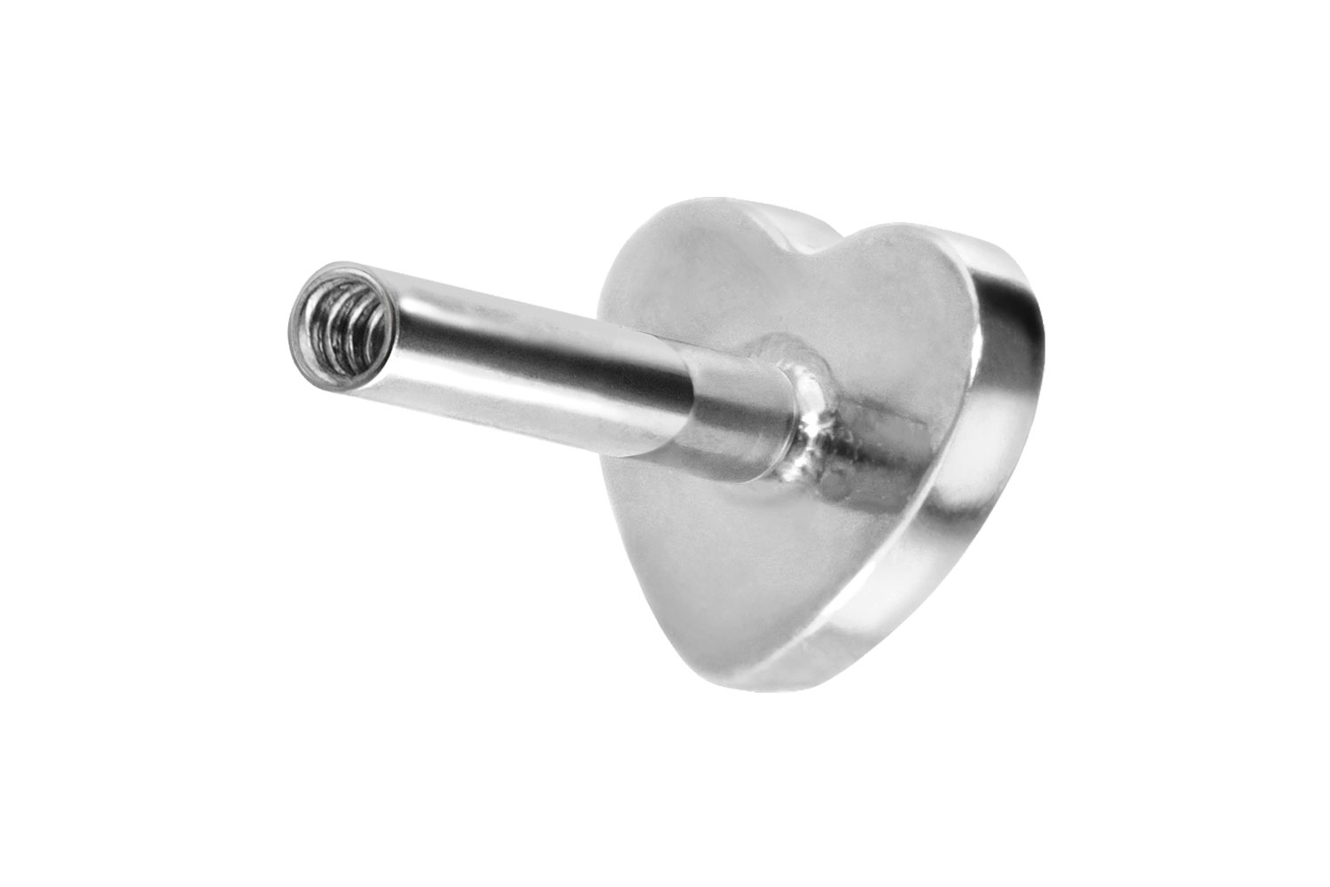 Titan Labret Piercing mit Innengewinde ohne Kugel HERZ